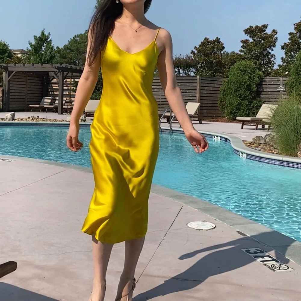 Price firm: Dannijo 100% Silk Daffodil Midi Slip Dress Size XS - Picture 2 of 12